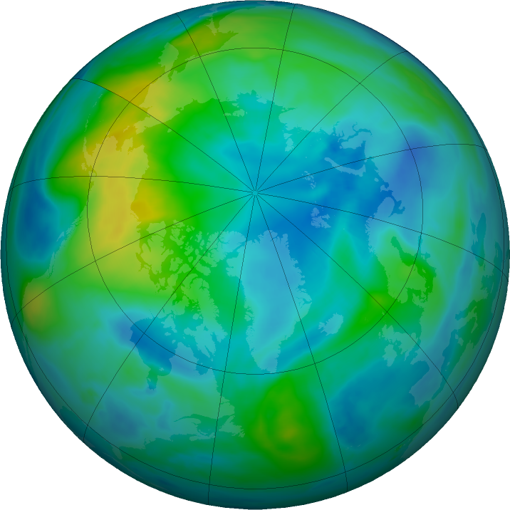 Arctic ozone map for 11 October 2021